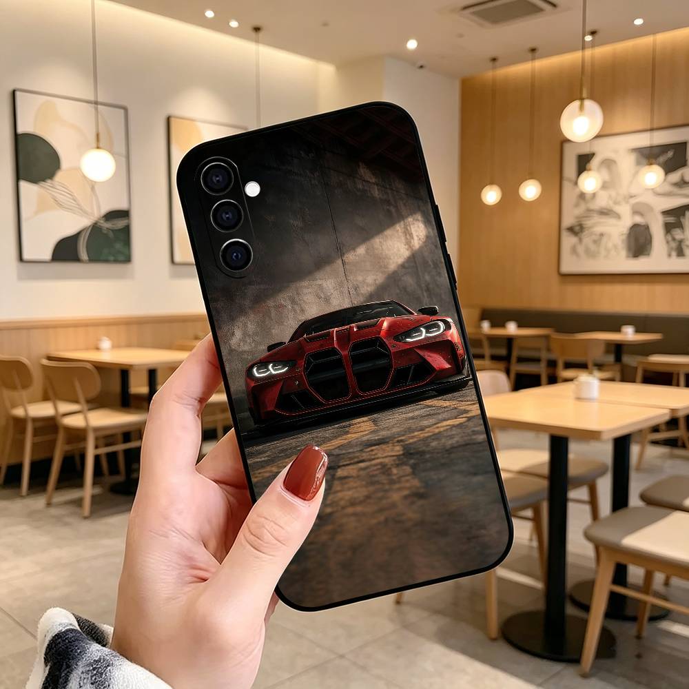 Cool Sports Blue-white Red Car-M4 CAR Phone Case For Samsung Galaxy A73,A72,A71,A70,A53,A52,A51,Soft Silicone Black Cover