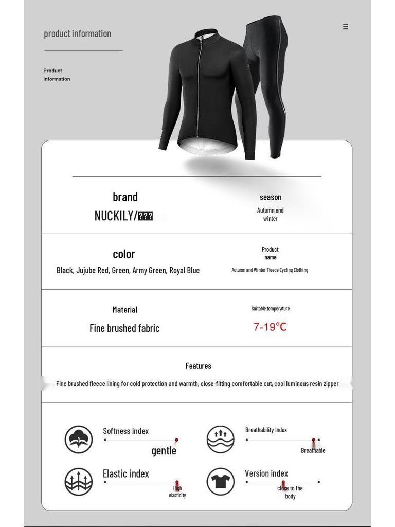 Men's Autumn Winter Fleece Cycling Jersey - Long Sleeve, Tight Fit for Mountain & Road Biking