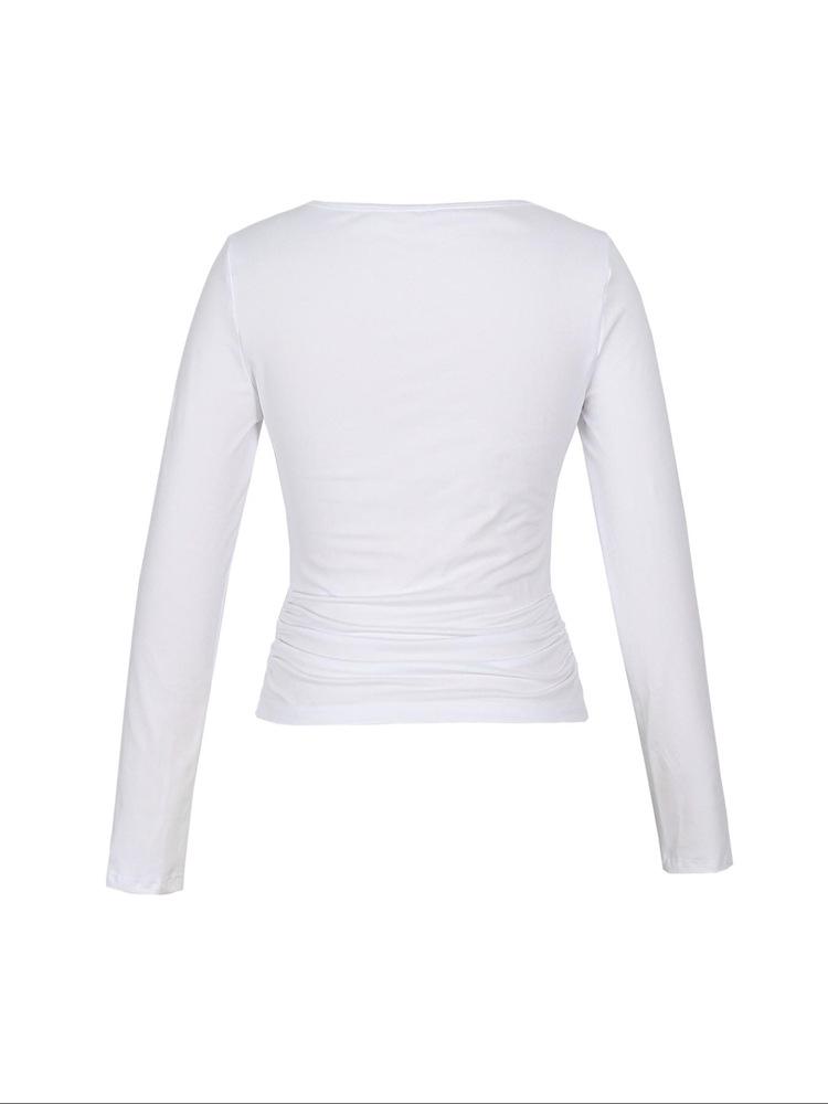 2025 Spring/Summer Women's Y2K Square Neck Long Sleeve Casual Fashion Top