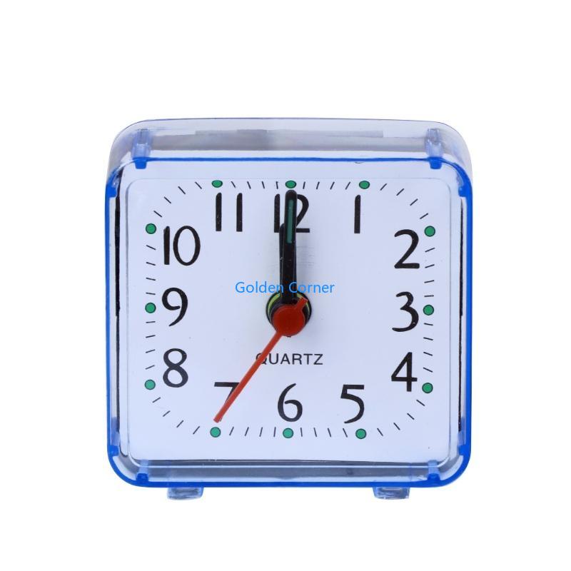 E15D Mini Square Alarm Clock Analogs Nonticking Battery Operated Clocks синий