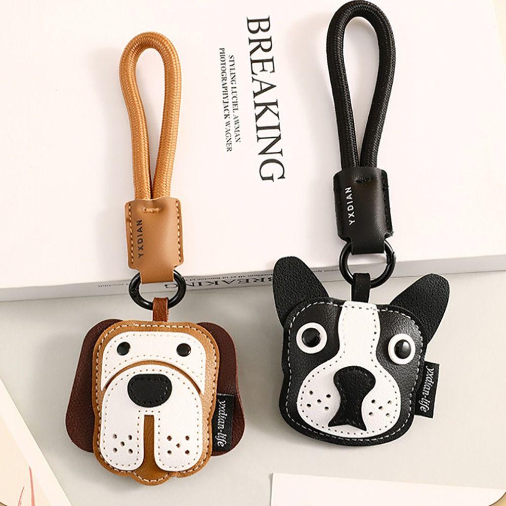 Alloy Puppy Car Keychain Leather Small Pendant New Bag Charm  Birthday Gift