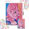 5D Vollbohrer Diamantmalerei Set Niedriger Rosa Leopard mit Blauen Augen Wanddekoration