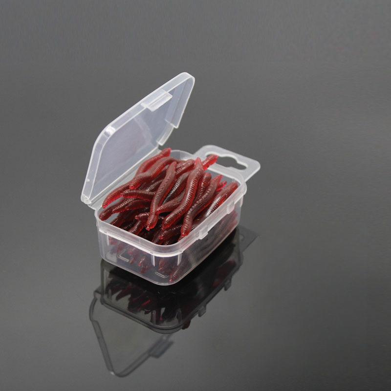 3 Box Fishing Lure Red Worm Earthworm Imitation Fake Bait 50pcs/box
