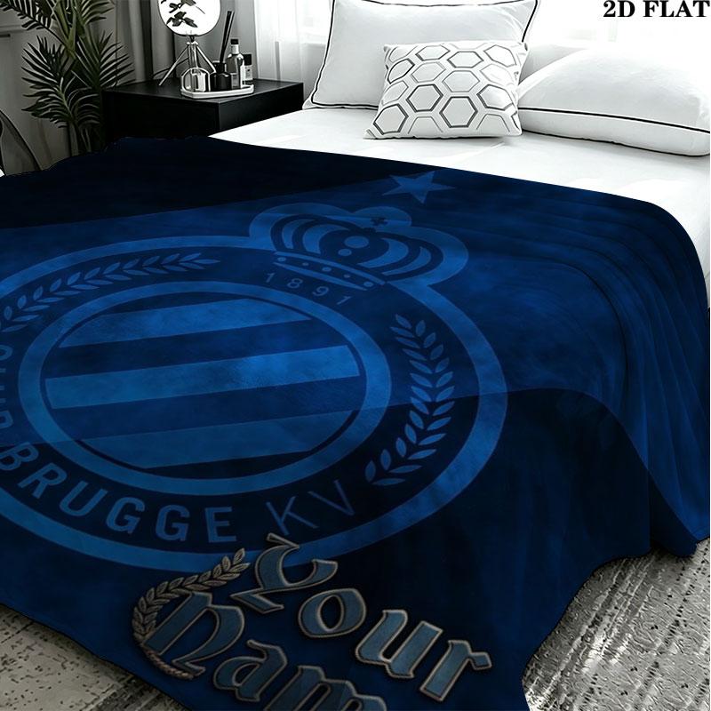 1PC Club Brugge KV Custom Name Patterned Flannel Blanket Suitable For All Seasons for Home Decor Warmth and Comfort Gifts Holiday Present
