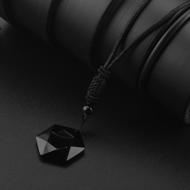 Verkauf: Obsidian Sechszackiger Stern Anhänger Halskette für Männer & Frauen