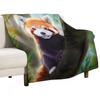 Rode Panda Plaid Deken Bewegende Vintage Banken Beddengoed Dekens