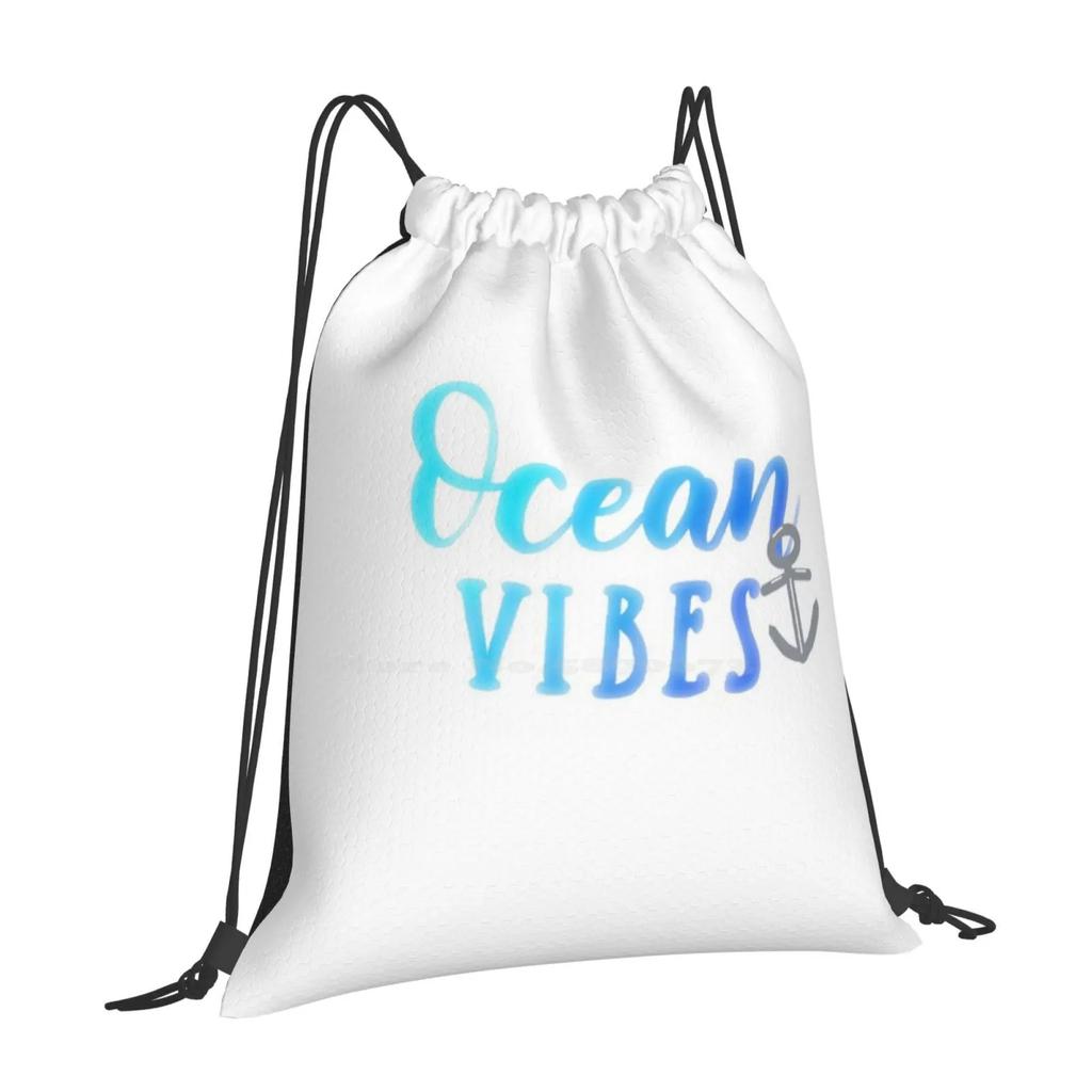 Ocean Vibes Pattern Design Bag Student's Backpack Ocean Vibes Blue Summer