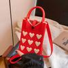 High-end Ins Knitted Mobile Phone Bag Love Series Versatile and Personalized Women's Handbag Dopamine Crossbody