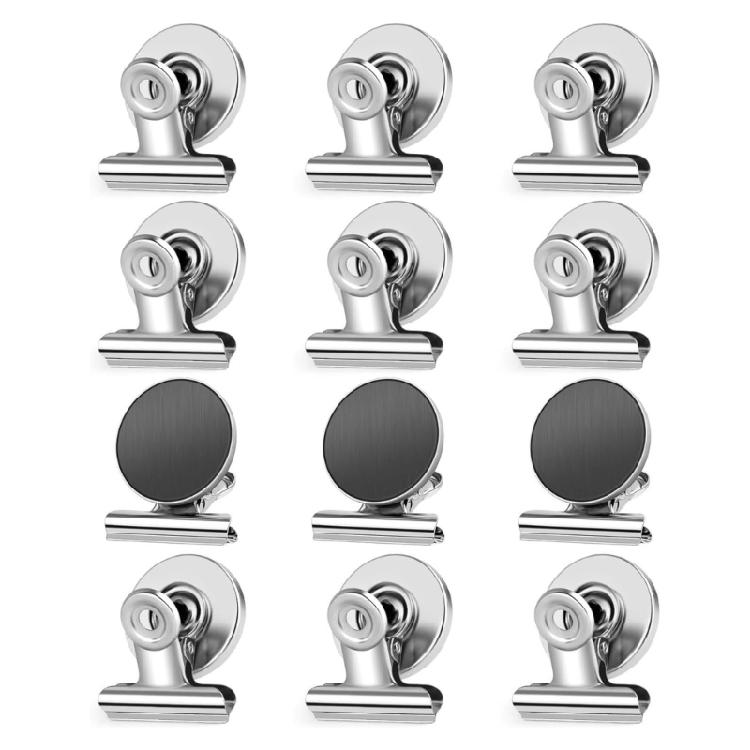 

12 Reusable Colorful Magnetic Holders Clips for Fridge Whiteboard Memos Photos Office School Metal Surfaces Decoration