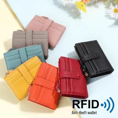 2025 Women's Compact Leather Bifold Wallet: RFID-Blocking, Zippered, Exquisite PU Coin Purse