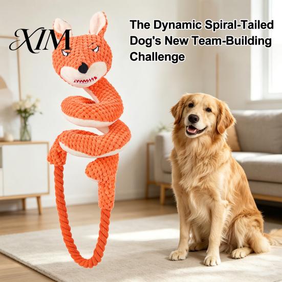 Interactive Tug of War Toys for Dogs Dog Rope Toy, Cute Fox Rabbit Squeaky Chew Toy with Crinkle Paper, Durable Medium Large Pull Dogs, Pet