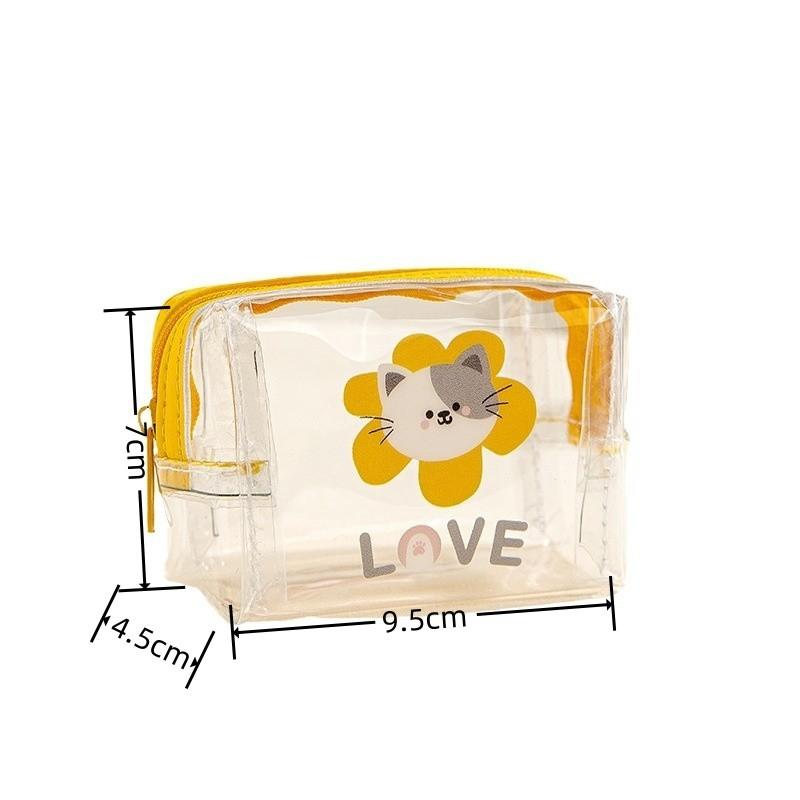 Cute Wallet Mini Data Cable Hair Accessories Storage Bag Transparent PVC Handbag Portable Makeup Bag