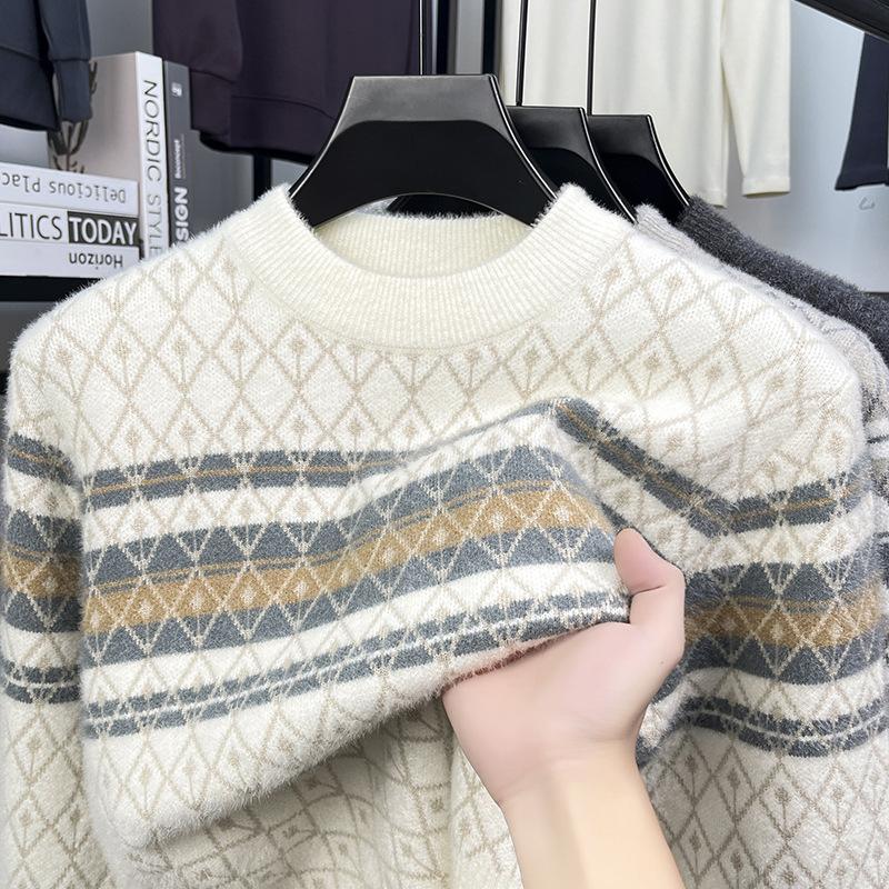 Autumn And Winter Fashion New Round Neck Pullover Imitation Mink Knit Sweater For Men