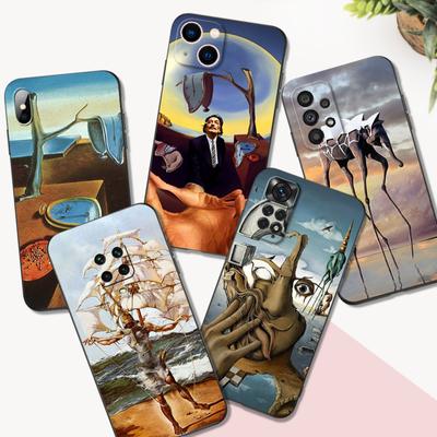 Husă TPU neagră pentru Samsung galaxy M53 M13 M62 A12 A22 A32 A42 A52 A72 4g 5g A20S capac spate Salvador Dali