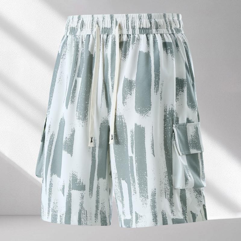 Heren Plus Size Abstracte Print 2-delige Outfit, Korte Mouw T-shirt & Cargo Short Set (5XL-12XL)