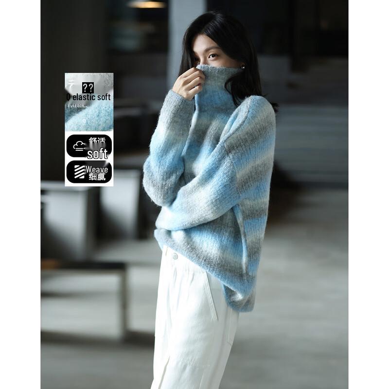 

DEMANA Women s Winter Sea Salt Layered Gradient Knit Sweater S