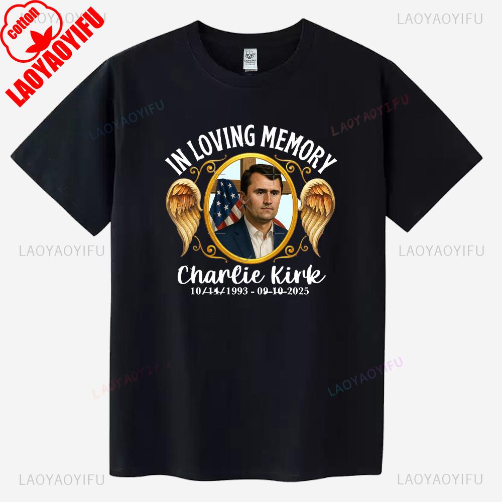 Gone But Not Forgotten Charlie Kirk Memorial Graphic T Shirts Thank You for Your Memories 1993-2025 T-shirt Cotton Ropa Hombre
