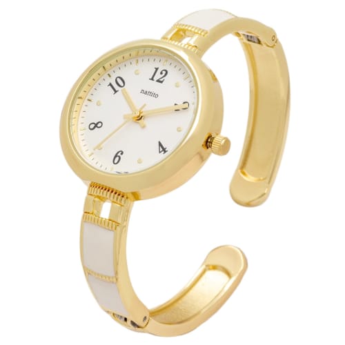 

Fieldwork Women s Analog Watch with Metal Strap and Bangle, Epocolor Cattery White, YM123-1