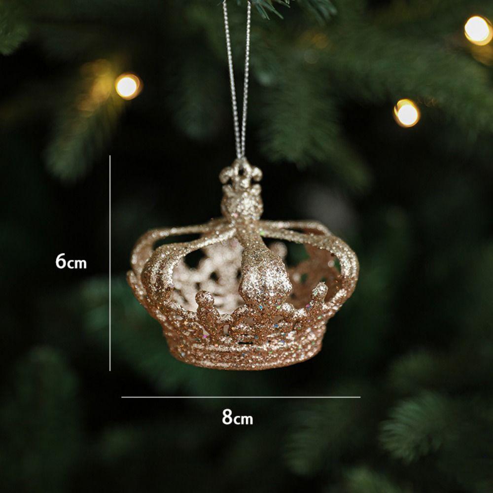 Gold Christmas Hanging Decoration Shimmering Plastic Hanging Pendants Crown Xmas Tree Party Supplies Christmas Tree Ornament