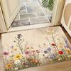 1pc, Floral Wildflower Pattern Printed Floor Mat, Machine Washable Floor Mat, Soft Flannel Material, Suitable for Entrance, Bathroom, Living Room, Bed