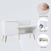 Shoe Cabinet with Storage Space, Padded Bench And Backrest, Shoe Shelf with Metal Handles And Solid Legs