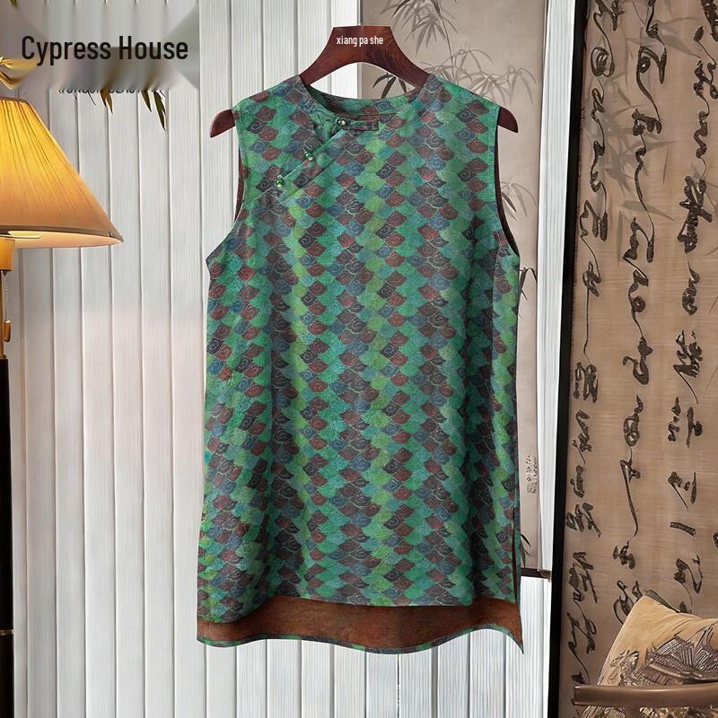 Sisbaish Women s New Chinese Style Floral Vest L