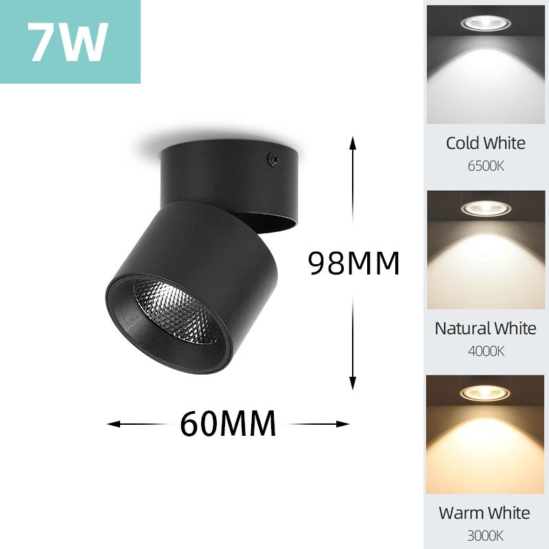 Colors Dimmable Led Downlight Foldable 360° Adjustable Spot Ceiling Lamp 7W 10W 15W Aluminum Led Spotlights For Living Room 220V