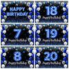 2D Alles Gute zum Geburtstag Hintergrund Schwarz Blau Luftballons Individuelles Alter Kinder Erwachsene 18. 20. 30. 40. Geburtstag Dekorationen Partyzubehör