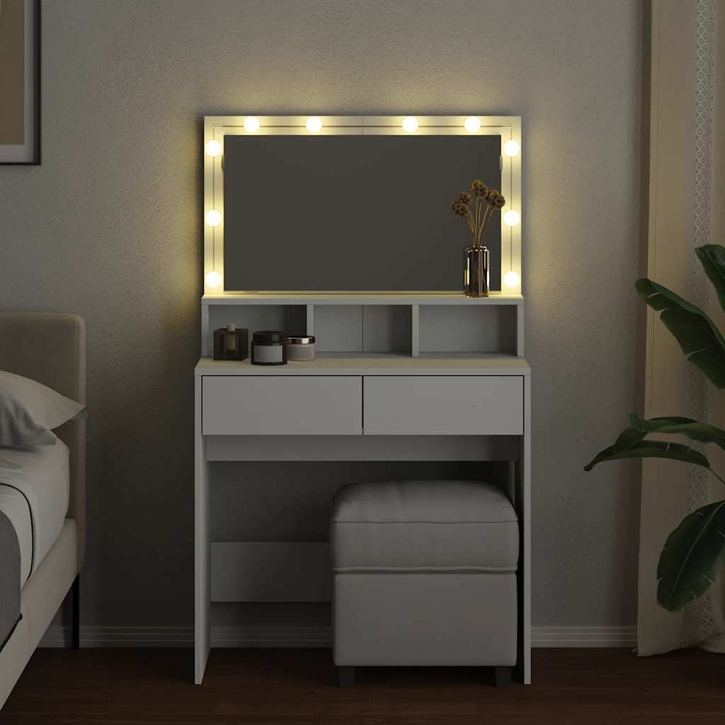 Makeup Table with LED Lighting White 80 X 41 X 134.5 Cm
