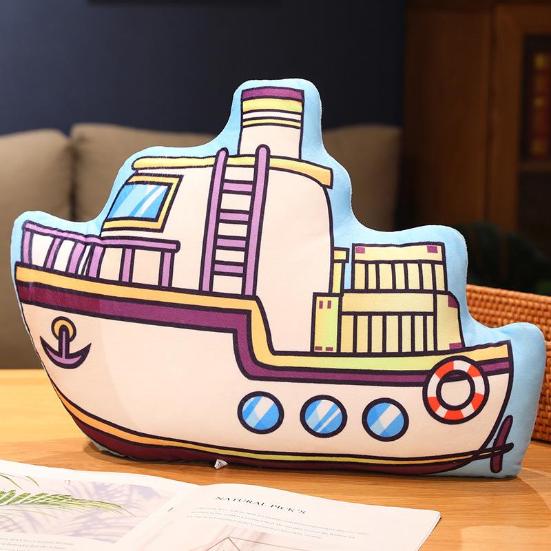 Leuk Pluche Cartoon Voertuig Kussen - Spannend Graafmachine, Auto & Vliegtuig Ontwerp voor Vroege Educatie van Kinderen