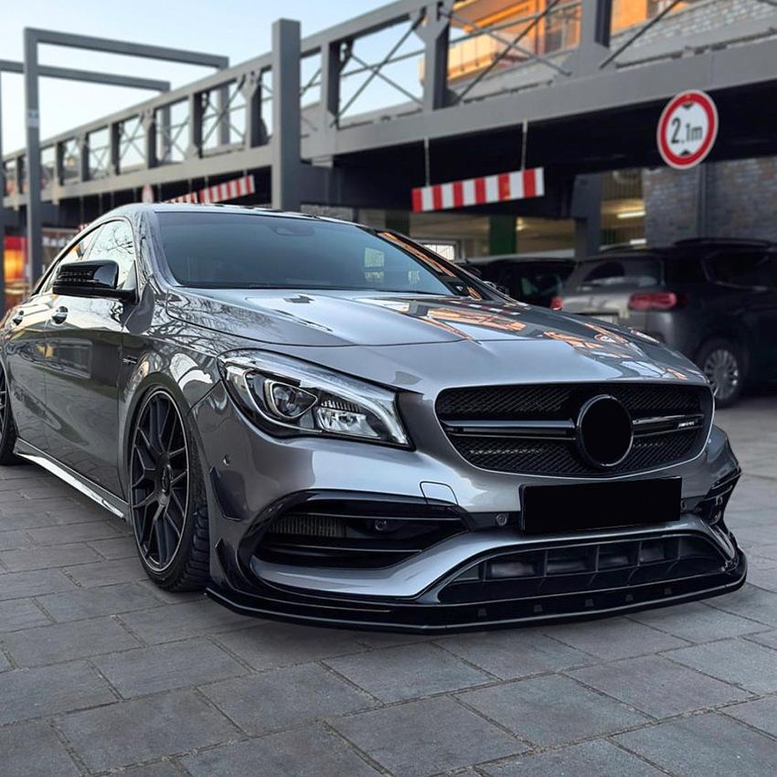 Gloss Black Front Bumper Lip Diffuser Spoiler For Mercedes-Benz CLA-Class C117 CLA200 260 CLA45 AMG 2016-2019
