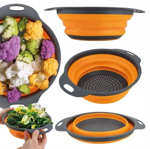 Collapsible Silicone Kitchen Strainer with Handles