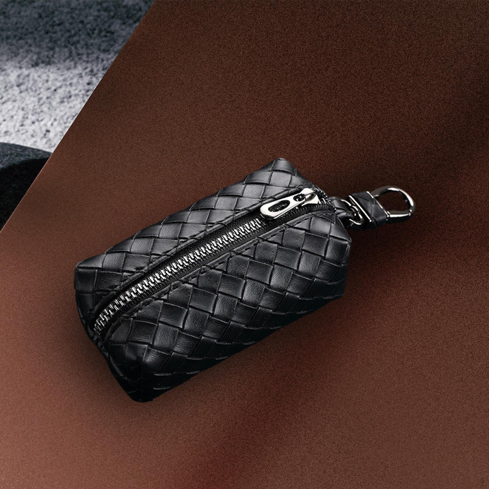 

Маленький кошелек, чехол для ключей от машины, модная тканая сумка для наушников для поездок на работу чёрный