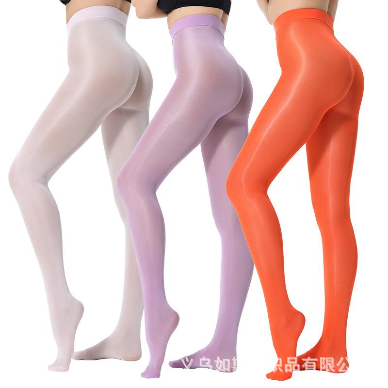 Collant modellanti 60D resistenti agli strappi taglie forti per donna, calze da yoga/danza lucide, leggings lisci da donna, pantaloni da ginnastica, calzetteria