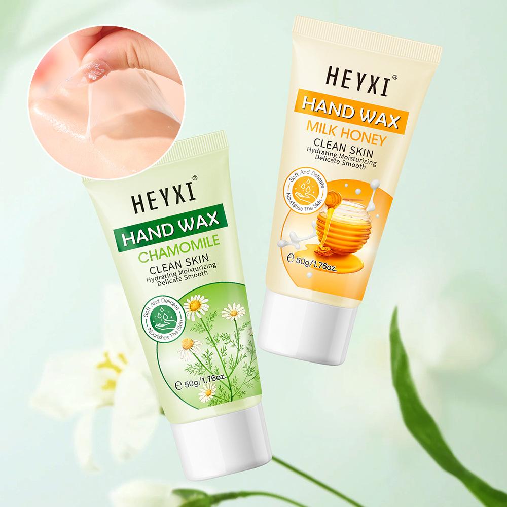 HEYXI Hand Wax Mask, Honey Peach Milk Honey Chamomile Peel Off Hand Mask, Deep Hydrating Moisturizing Nourishing Hand Treatment for Dry Rough Skin