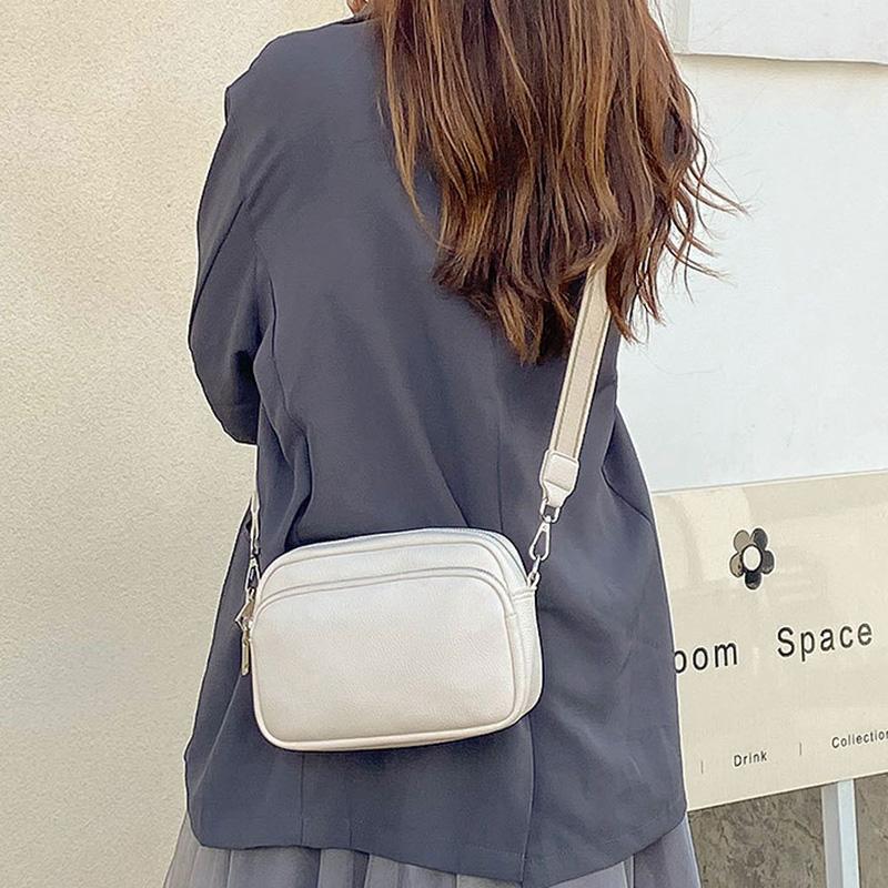 Neue kleine quadratische Tasche mit Litschi-Muster, bequemer Webriemen-Stil, breiter Schulterriemen, kleine Tasche, Umhängetasche für Damen