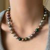High-gloss Mixed-Color Pearl Necklace Metallic Sheen Pearl Neckchain  Banquet