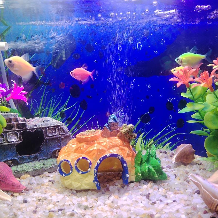 Aquarium Decoration Fish Tank Ornament Cartoon Pineapple Shape House Fish Hideout Shelter House Fish Tank Aquarium Accessories