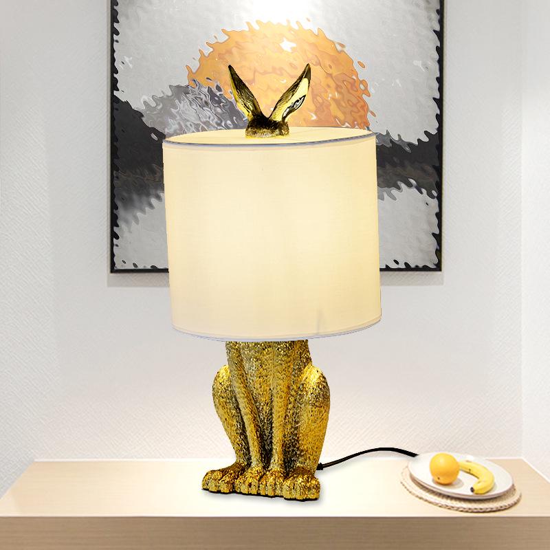 Nordic Minimalist Rabbit Table Lamp: Modern Bedroom/Bedside Resin Design