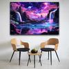 2D Dreamy Galaxy Waterfall Landscape Wall Hanging, Neon Fantasy Space Wilderness Home Background Tapestry