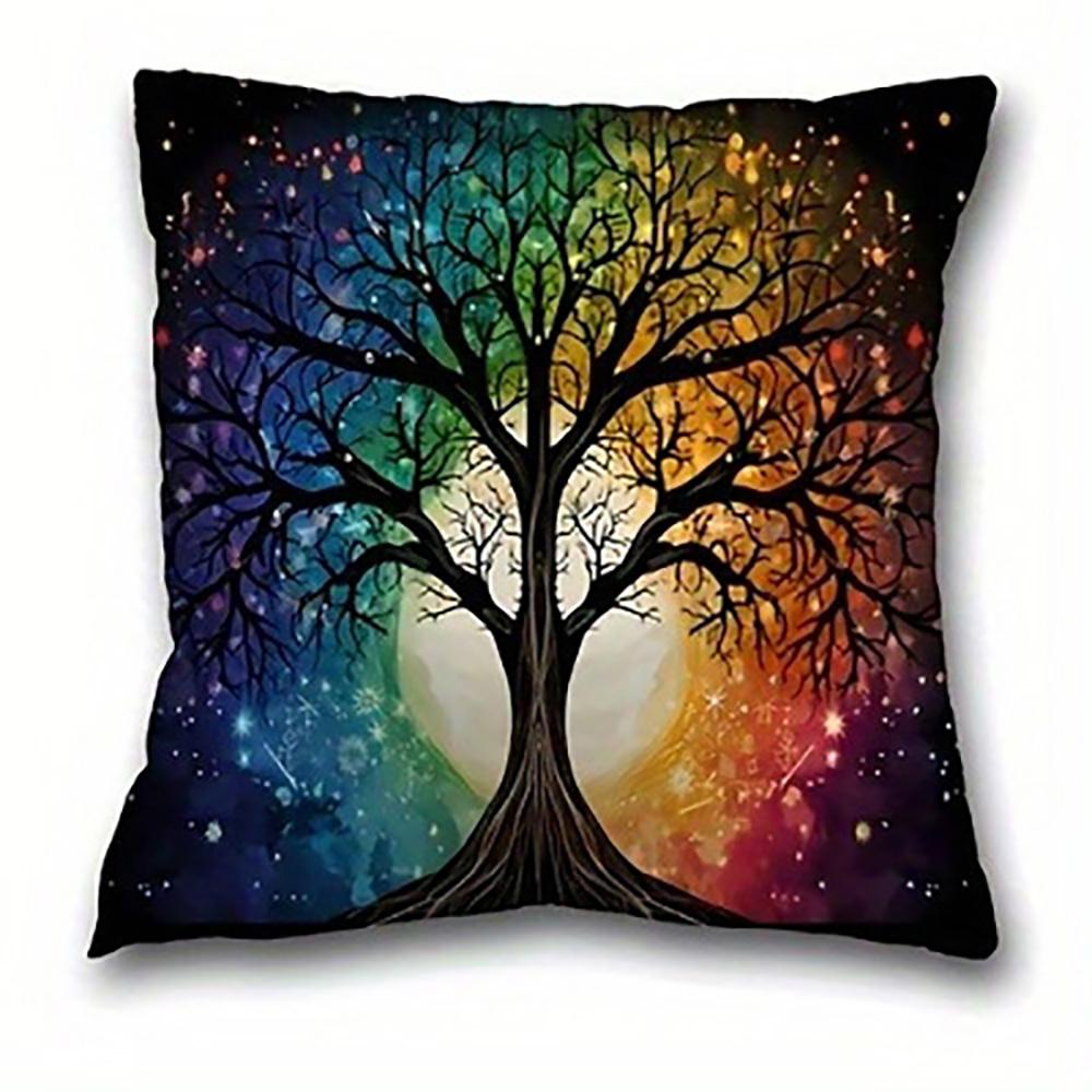 

Colorful Tree Pattern Pillow CoverSuitable for sofa car bedroom decorative cushion cover pillow cover 16x16Inch