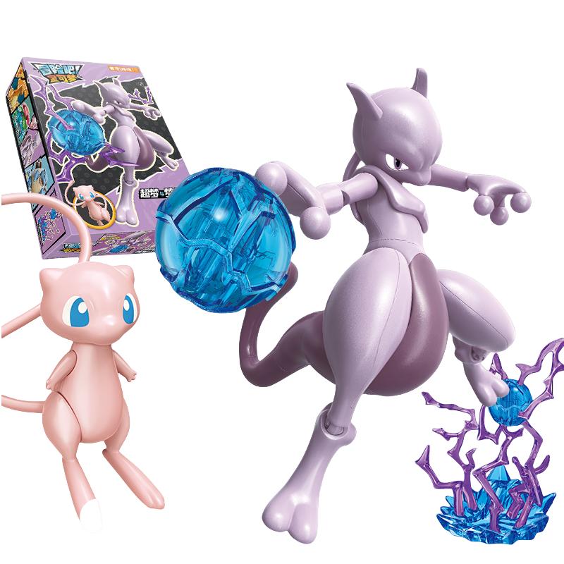 Keeppley Pokemon Battle Building Blocks Lucario Charizard Mewtwo Blastoise Greninja Assembly 3D Model Mini Brick Figure Toys