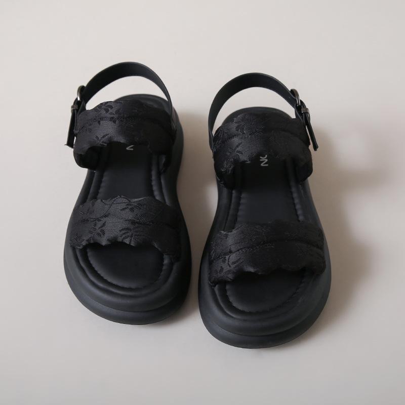 

Platform sandals women s 2025 new summer wear national style with skirt comfortable sports and leisure sandals 40 чёрный