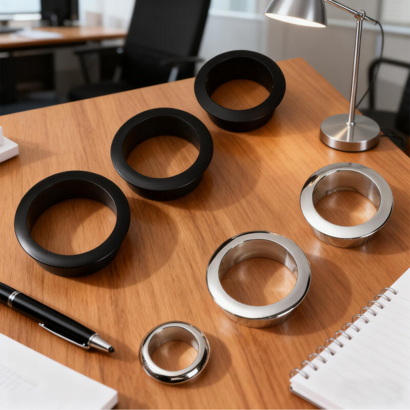 Computer Desk Cable Management Grommet,Zinc Alloy Wire Hole Cover Plate with Brush, for Office Furniture Cabinet Vent Outlet