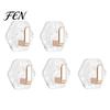 Modern Decor Hooks Acrylic Adhesive Hooks, Hexagonal Wave Shape, No Drilling Easy Home Organization Installation Hook, Style Clear for Bathroom