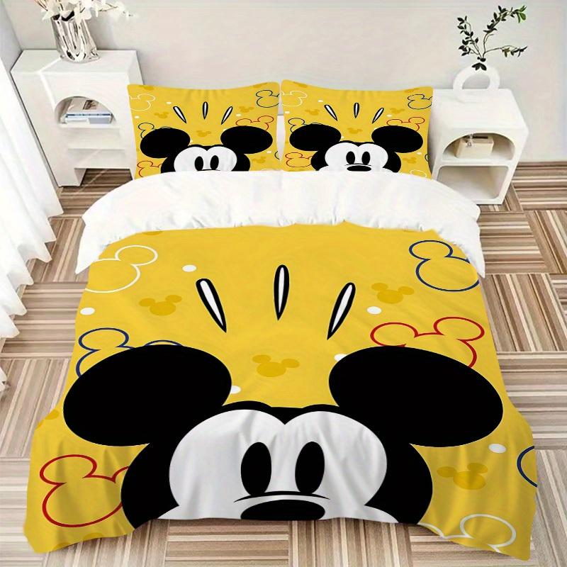 3pcs Mickey Mouse Printed Bedding Set, Breathable And Soft, Machine Washable, Christmas Gift, Suitable for Bedroom Decoration, 083
