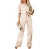 Solid Color Short-Sleeve Tie-Sleeve Romper Jumpsuit