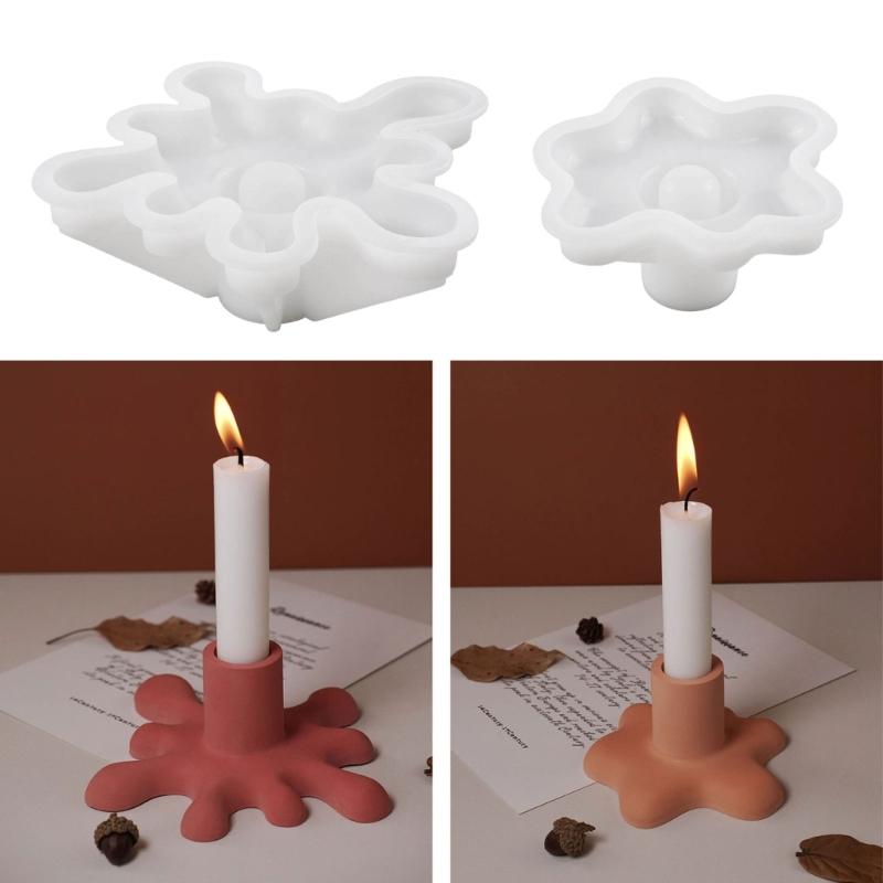 2-Pieces  Water Drop Candle Holder Mold for Resin Crafts Aromatherapy Candlestick Stand Mould Resin Casting Tool