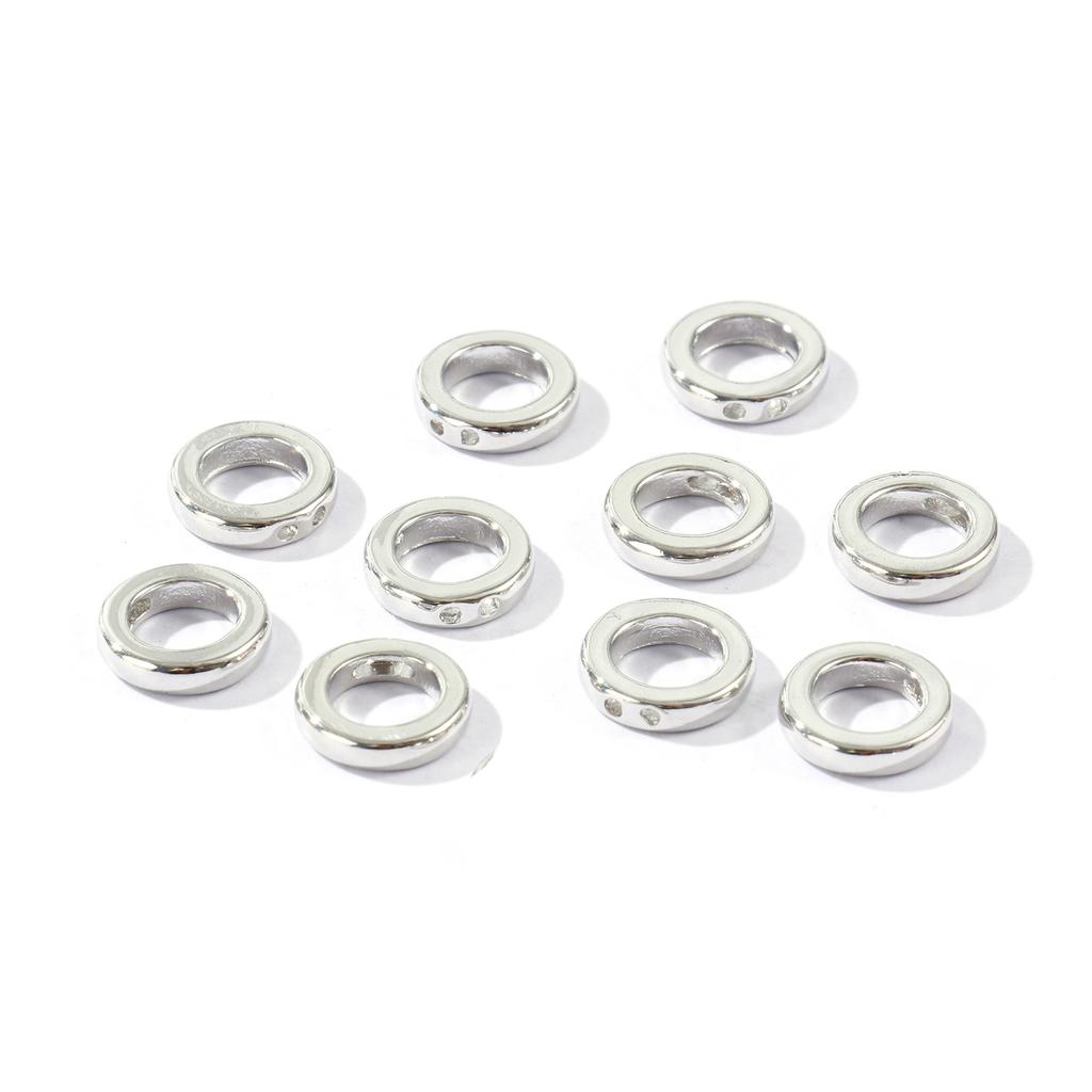 10 PCs Brass End Caps Bead Tip Double Hole Connector Round Rings End Caps For Necklace Bracelet Jewelry Making Accessory 9mm Dia