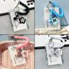 Soft Silicone Kpop Photocard Holder With Star Keychain Sliding Cover Transparent Card Holder Spring Rope
